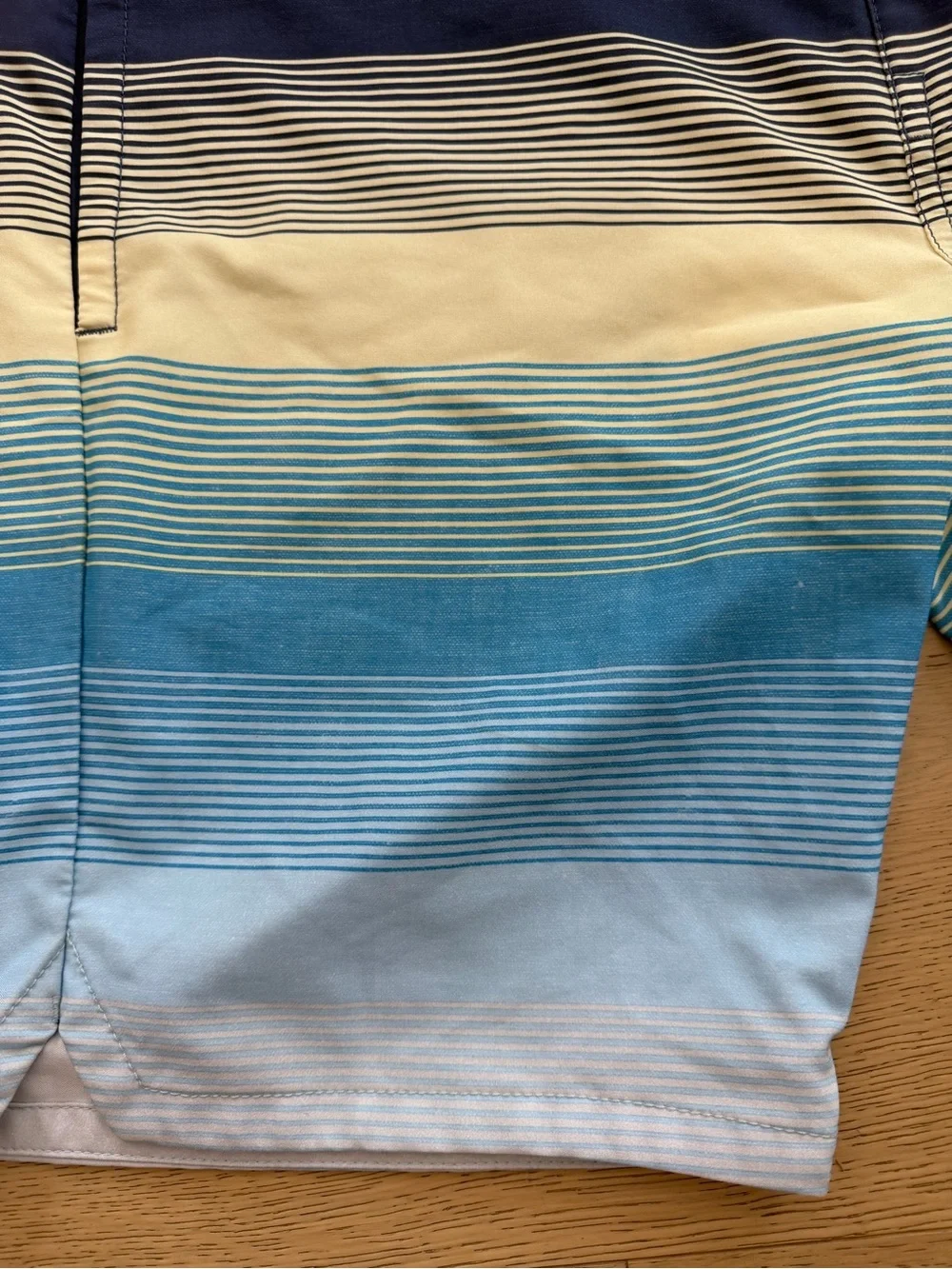 Men's Navy & Blue Gradient Stripe Swim Trunks
